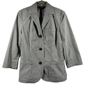Talbots Women's Jacket Size‎ 8 Black White Check Unlined Button Pockets Stretch